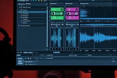 Audio mixing console and waveforms
